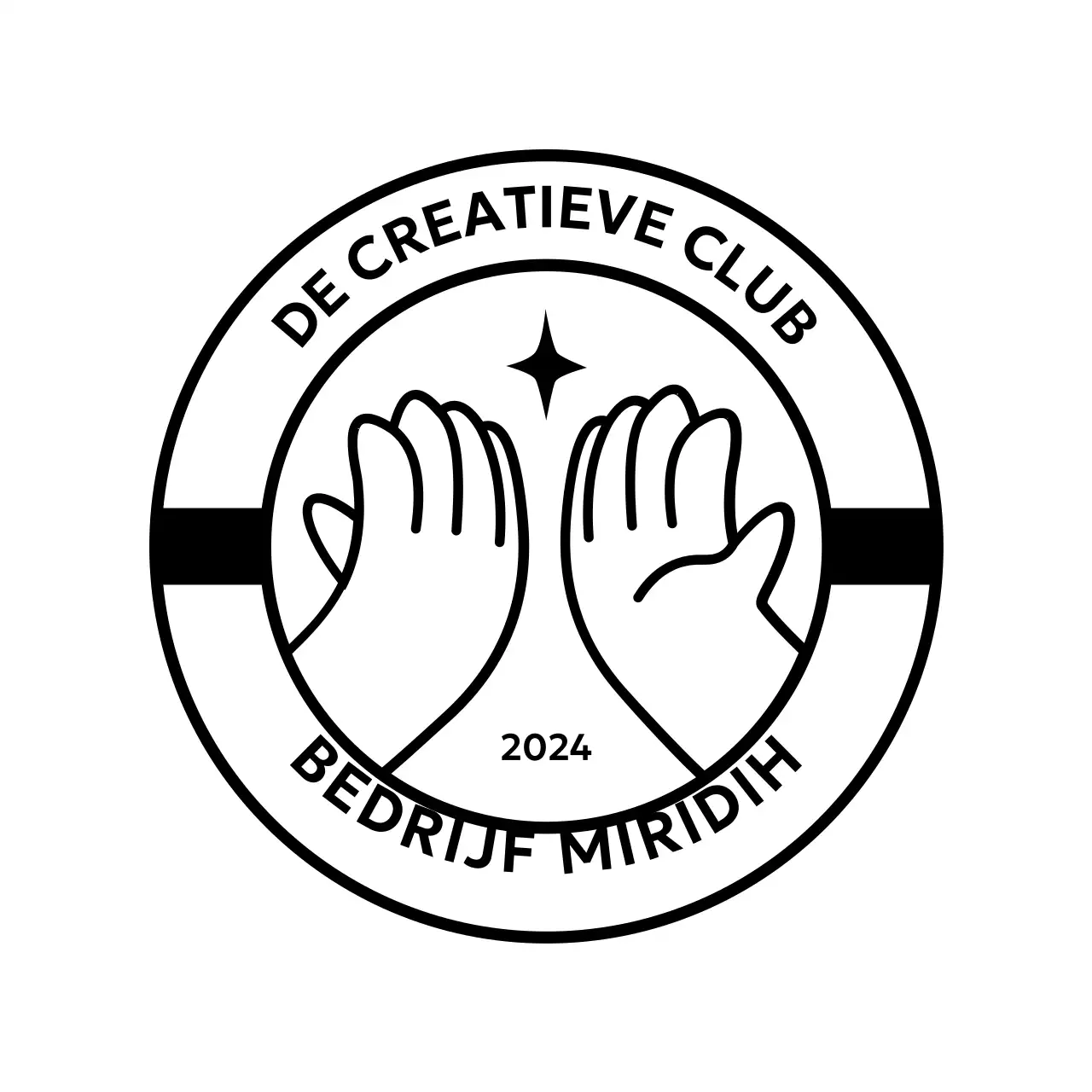 Gestempeld logo met high-fiving handen