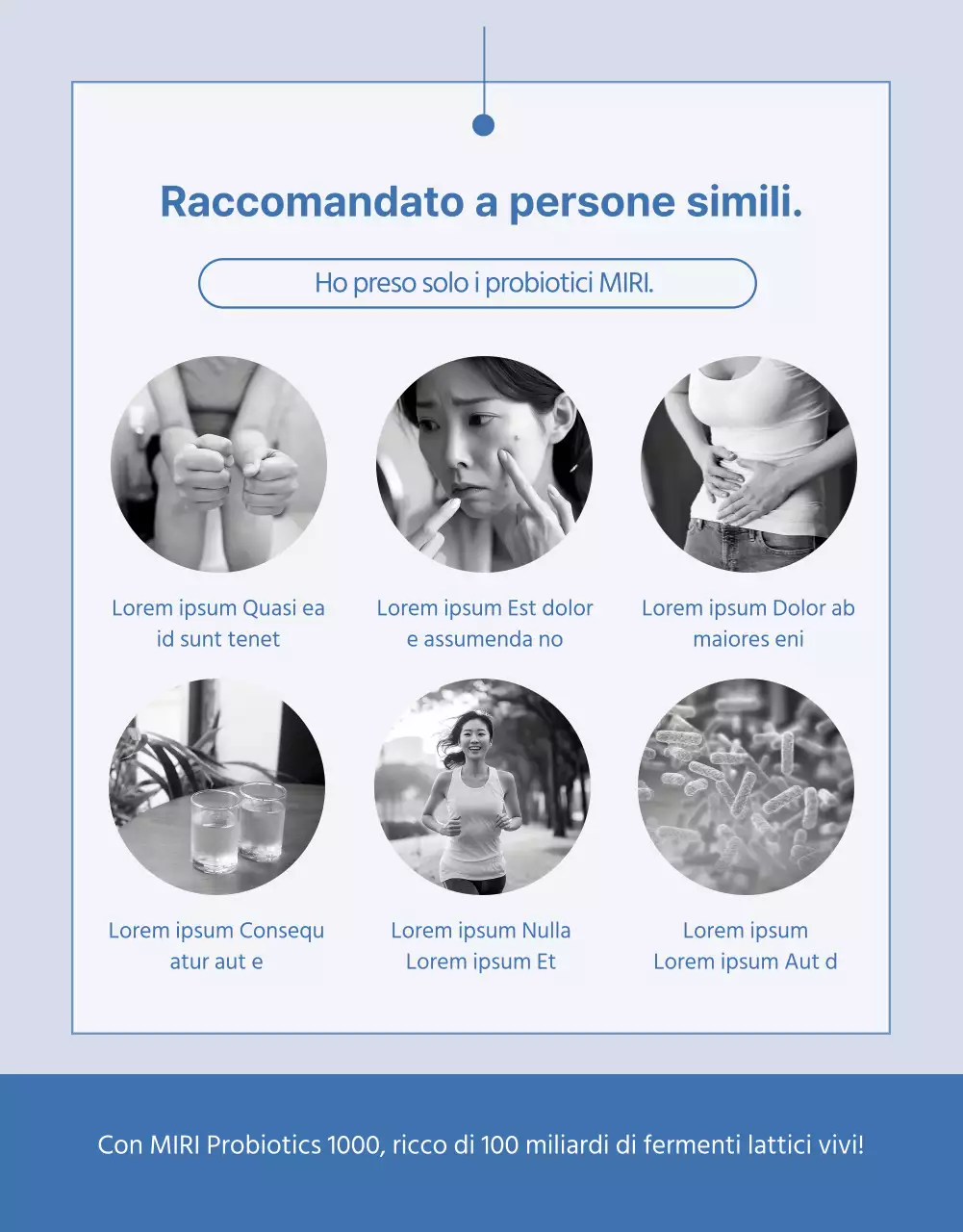 Briefing sul prodotto Lactobacillus semplice in blu navy e azzurro