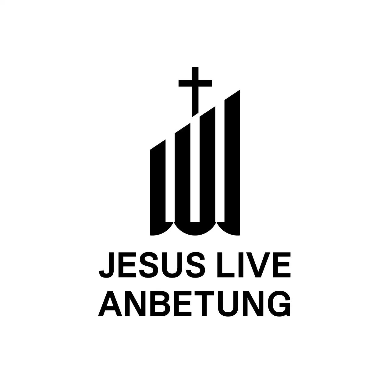Religiöse Typografie Logo mit einfacher Gebäude-Illustration