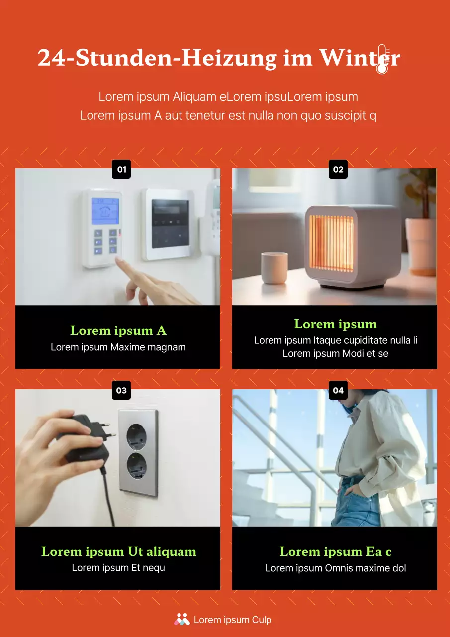 Eine moderne Heizungsanzeige in Orange