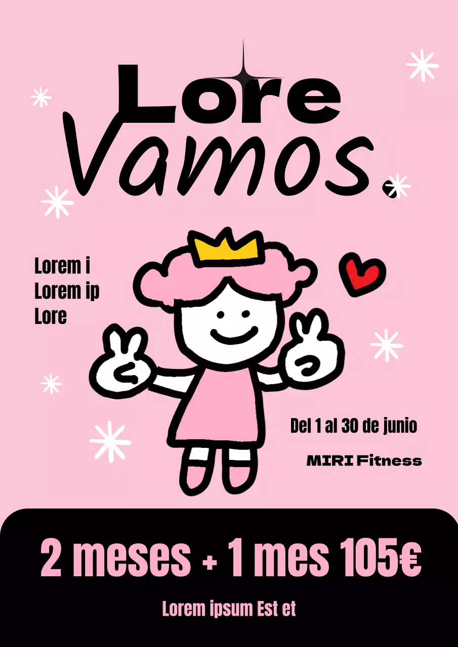 Un anuncio kitsch rosa y amarillo de venta de fitness