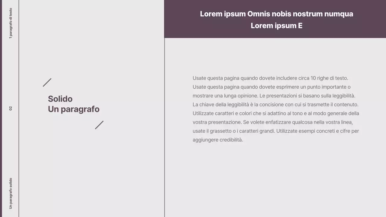 Spiegazione del layout in stile minimalista in viola