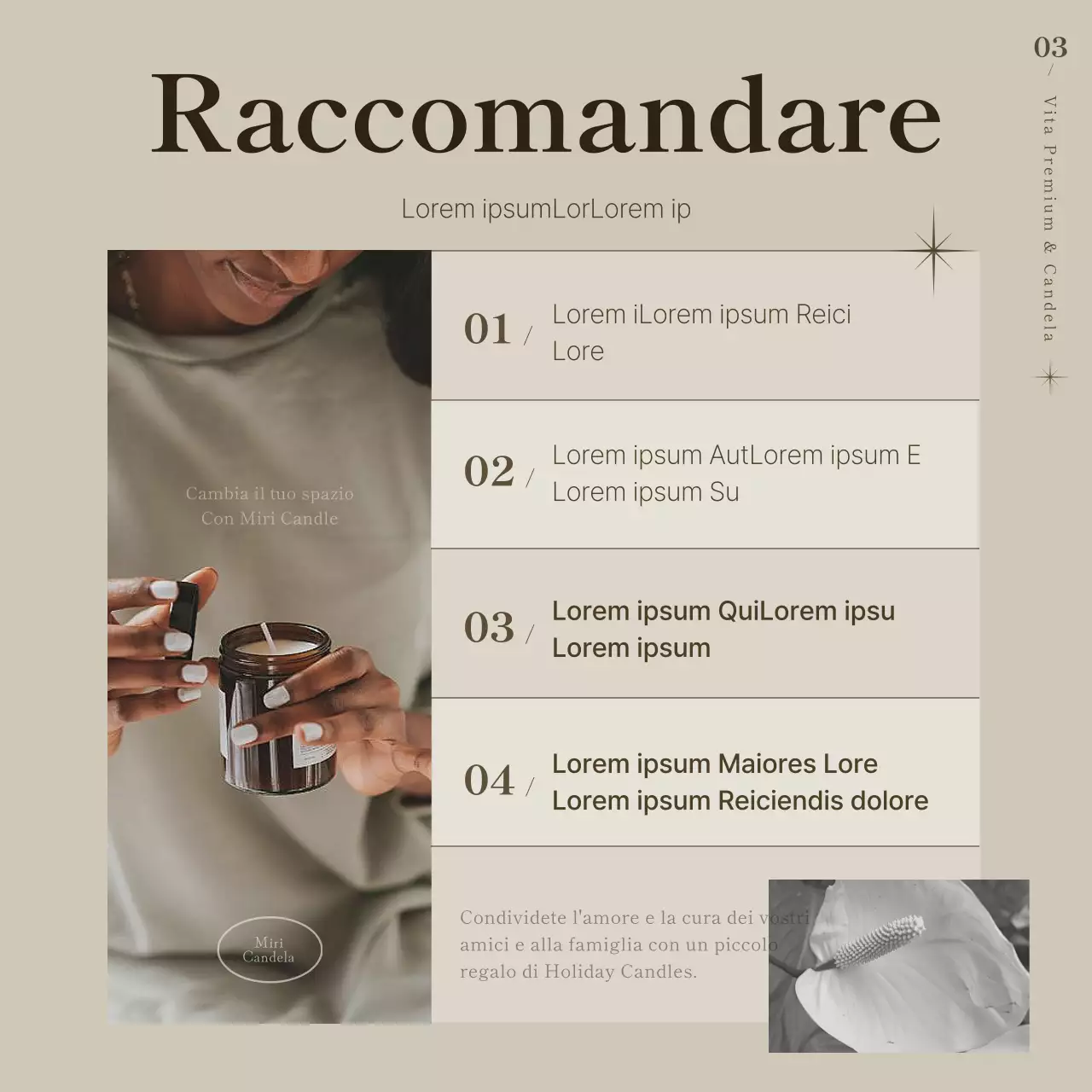 Promuovere una semplice candela in beige