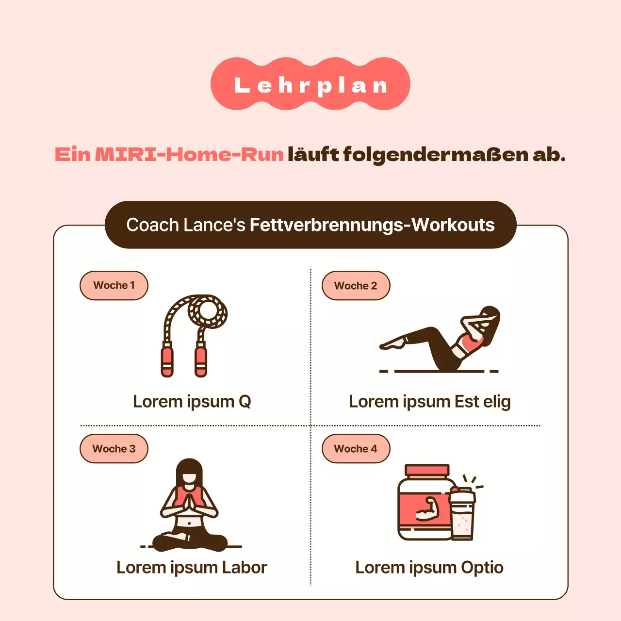 Werben Sie für ein einfaches rosa-braunes Heimtraining, um Unterstützer zu gewinnen