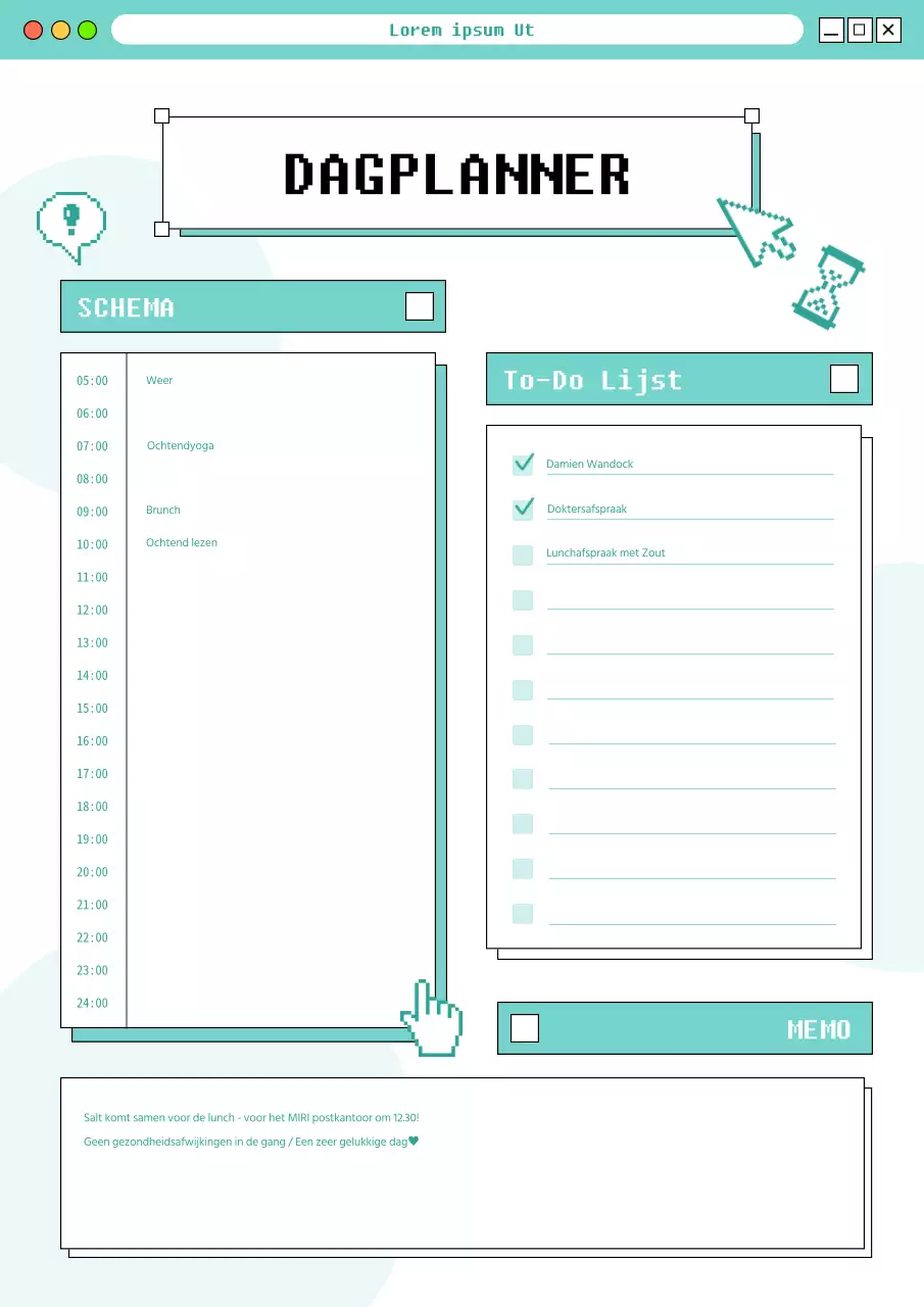 Kitscherige internet concept planner met mint en witte afbeeldingen