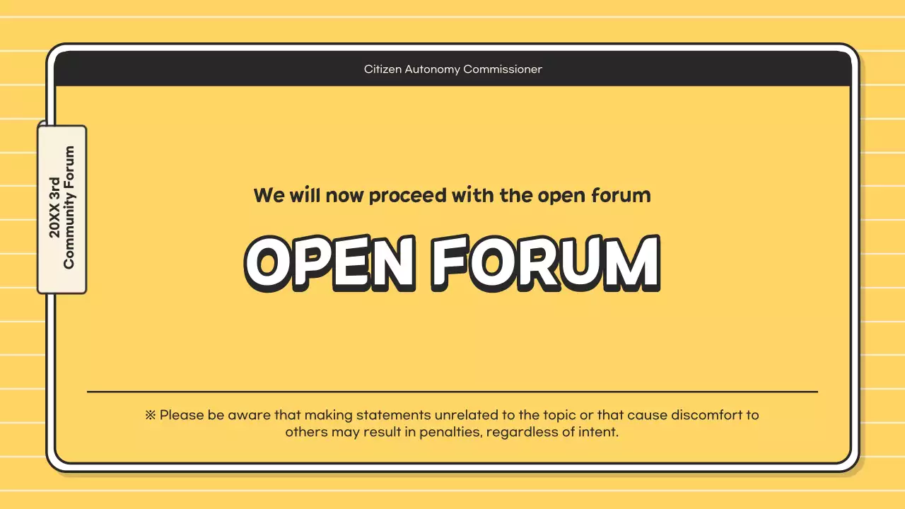 옐로우 심플 커뮤니티 포럼 공지 프리젠테이션