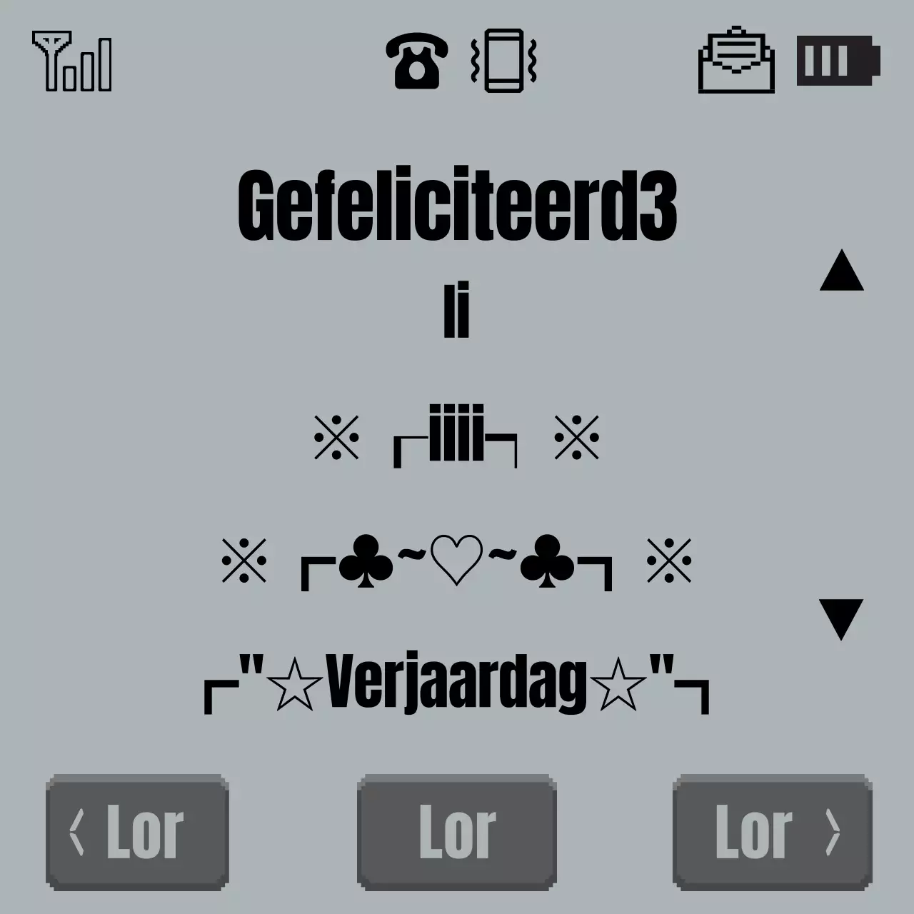 Een grijze, retro happy birthday tweet