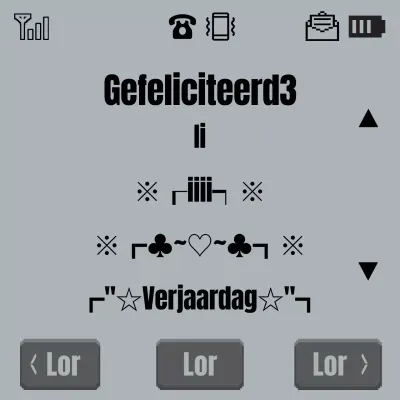 Een grijze, retro happy birthday tweet