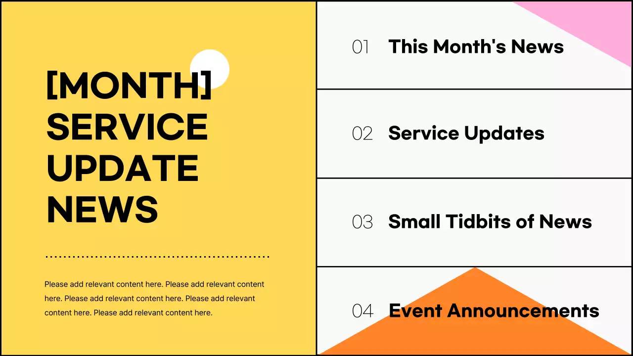 옐로우 모던 서비스 뉴스레터 프리젠테이션