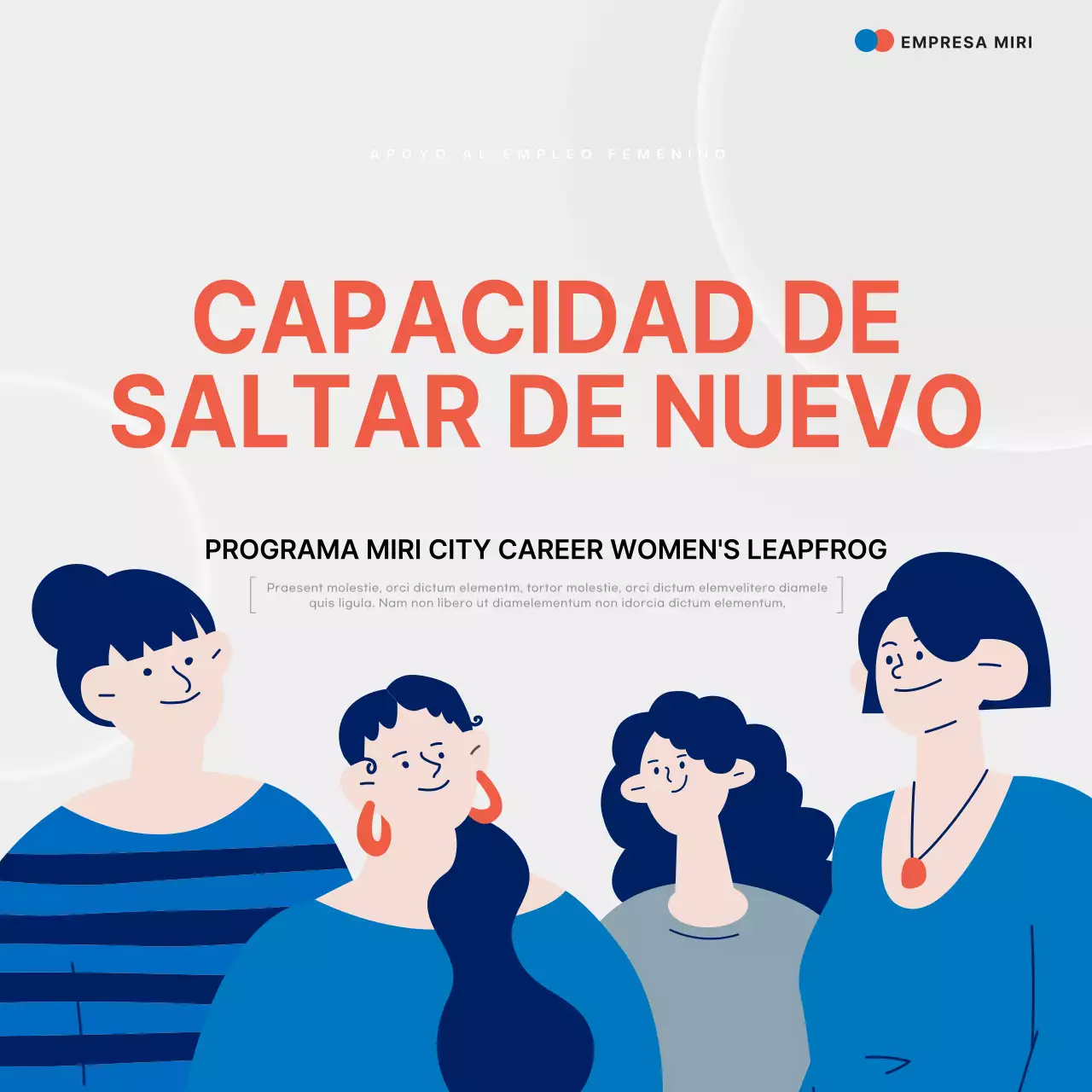 Sobre el programa de apoyo al empleo femenino de carrera simple rojo y azul