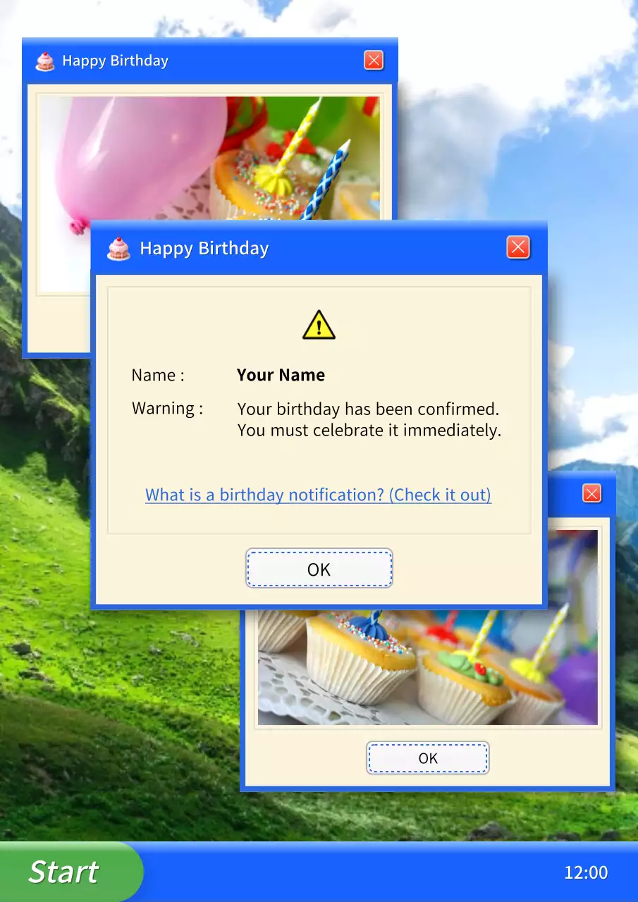 Blue Retro Birthday Announcement Poster