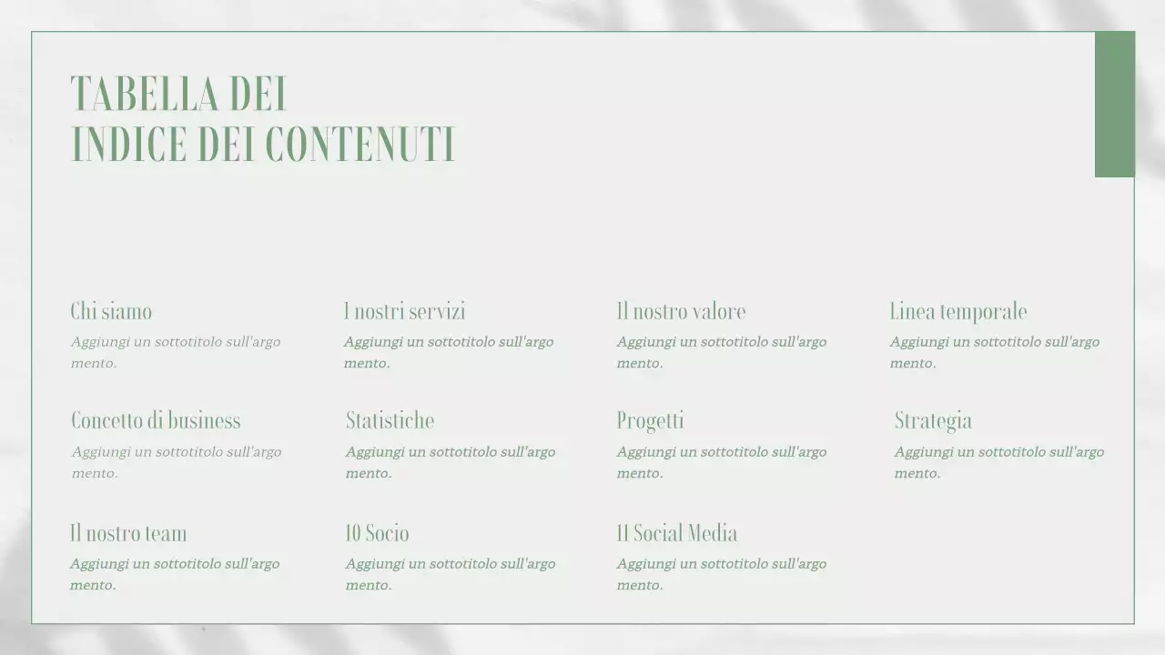 Materiale per relazioni aziendali a tema natura bianco e verde