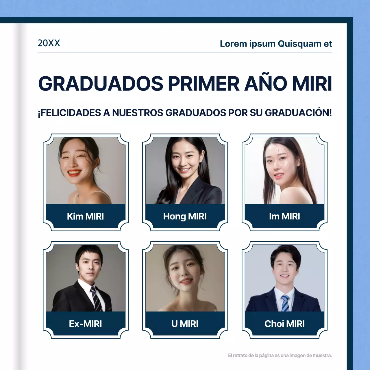 Carta de graduación minimalista con fondo azul claro