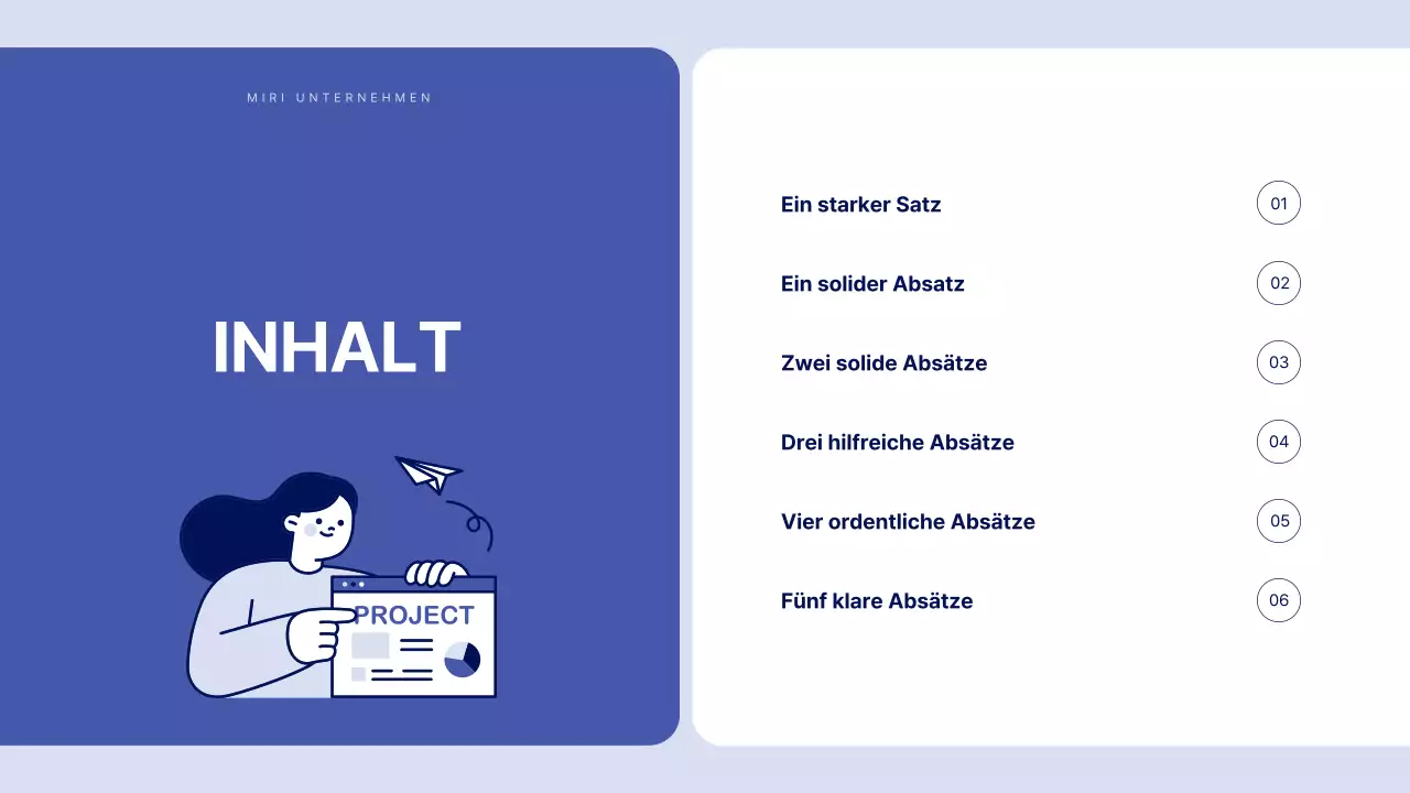 Einfacher Text in Blau für einen Bericht, über den man viel schreiben kann