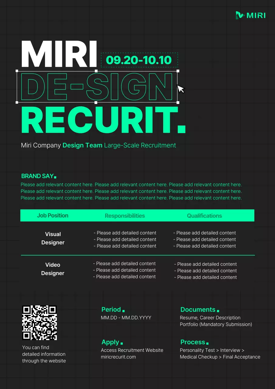 Black Modern Design Recruitment Poster