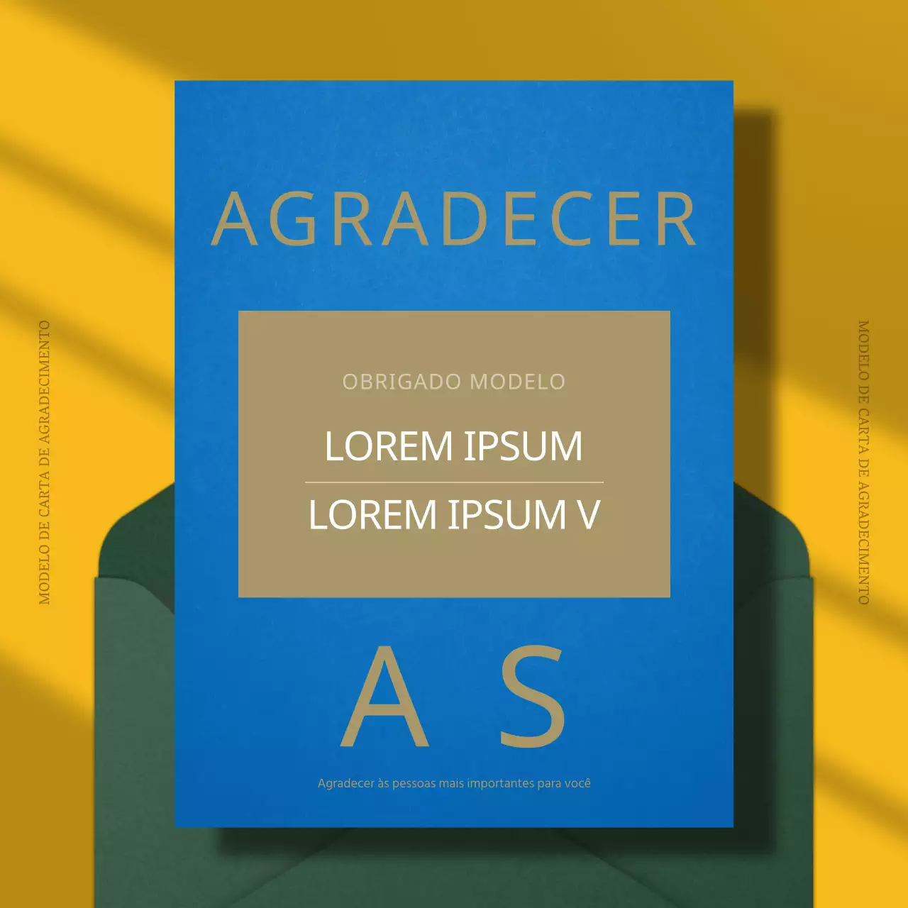 Papel de carta de agradecimento moderno em azul e amarelo