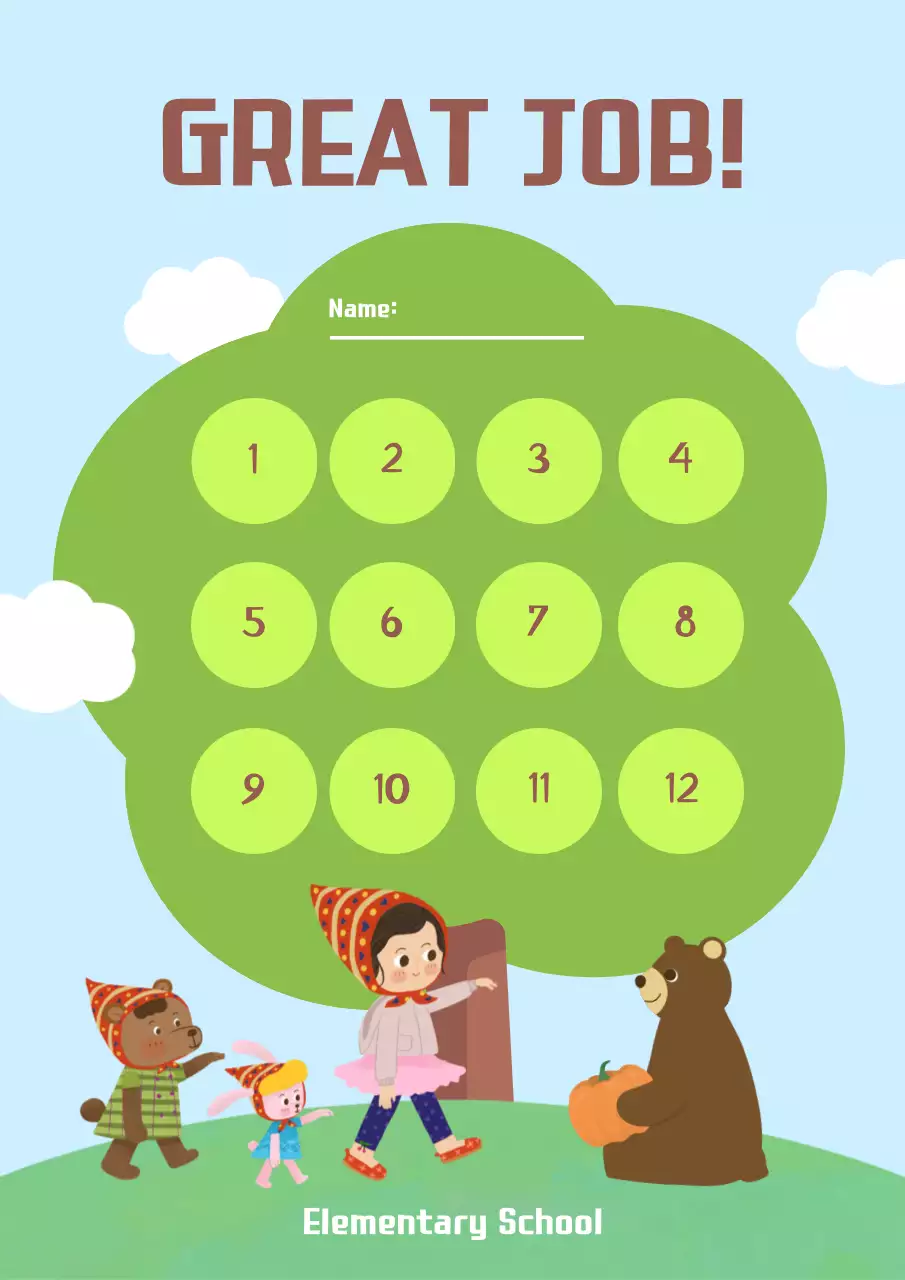 그린 플레이풀 리워드 차트 플래너 포스터