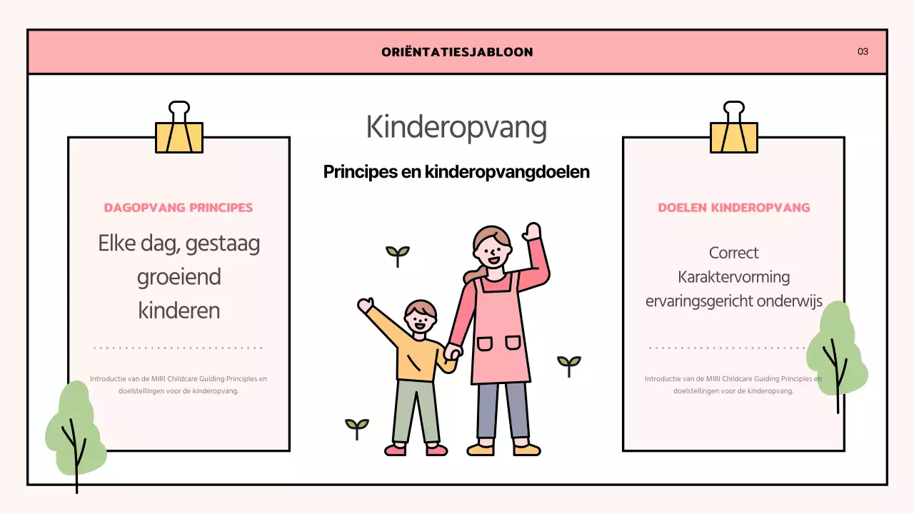 Een eenvoudige roze en limoengroene oriëntatiebrief voor een kinderdagverblijf