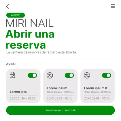 Una sencilla guía verde y blanca de apertura de reservas