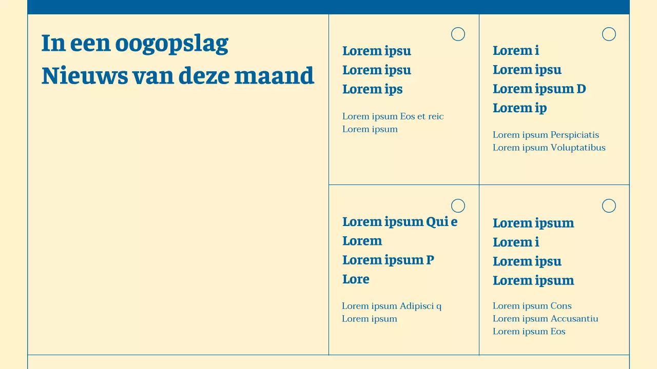 Minimalistische nieuwsbrief voor zakelijke diensten in beige en blauw