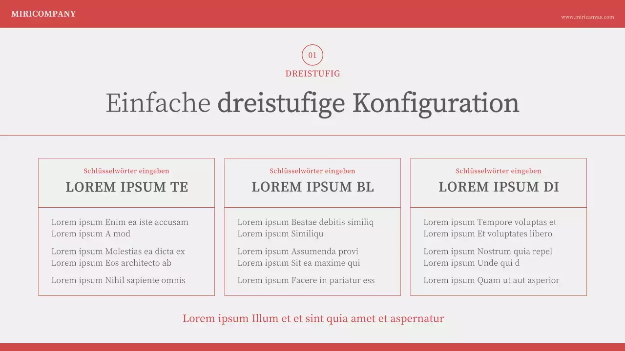 Minimalistische Nummerierungspräsentation in Elfenbeinrot