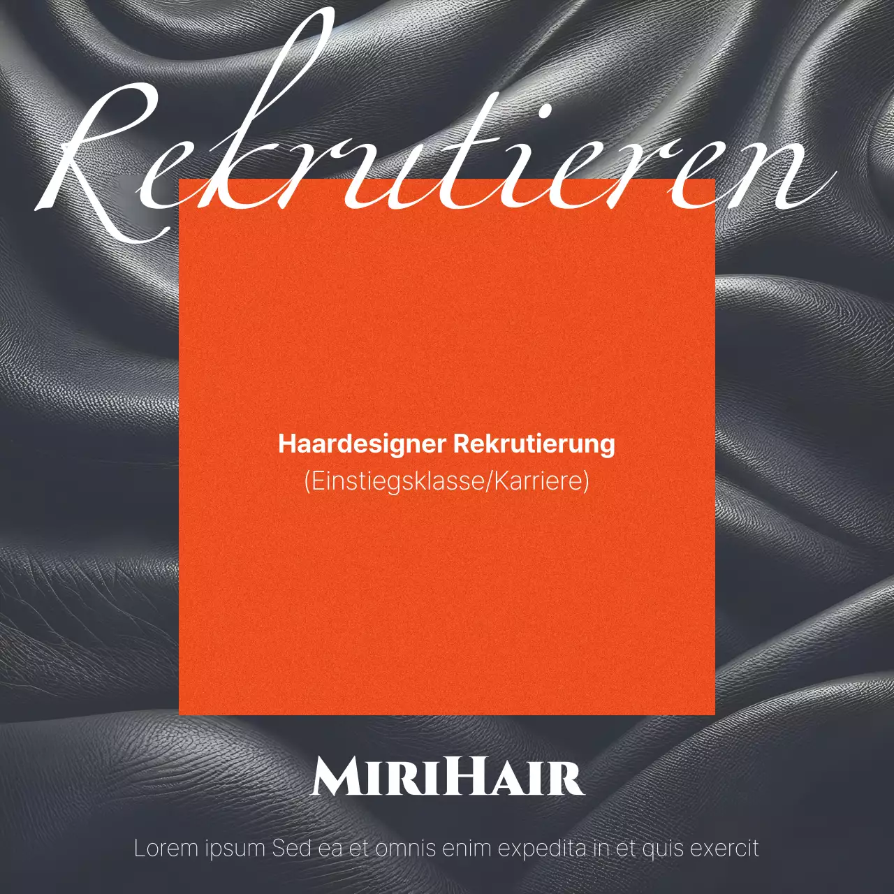 Werbung für luxuriöse Friseurjobs in Rot und Schwarz