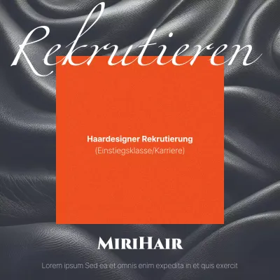 Werbung für luxuriöse Friseurjobs in Rot und Schwarz