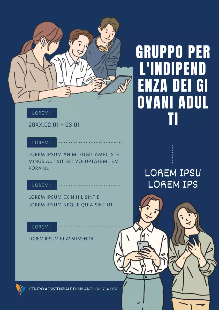 Annuncio semplice di gruppo di indipendenza giovanile color menta e blu navy