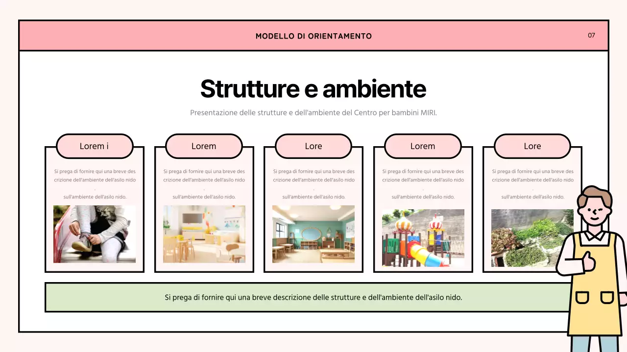 Una semplice lettera di orientamento all'asilo nido rosa e verde lime