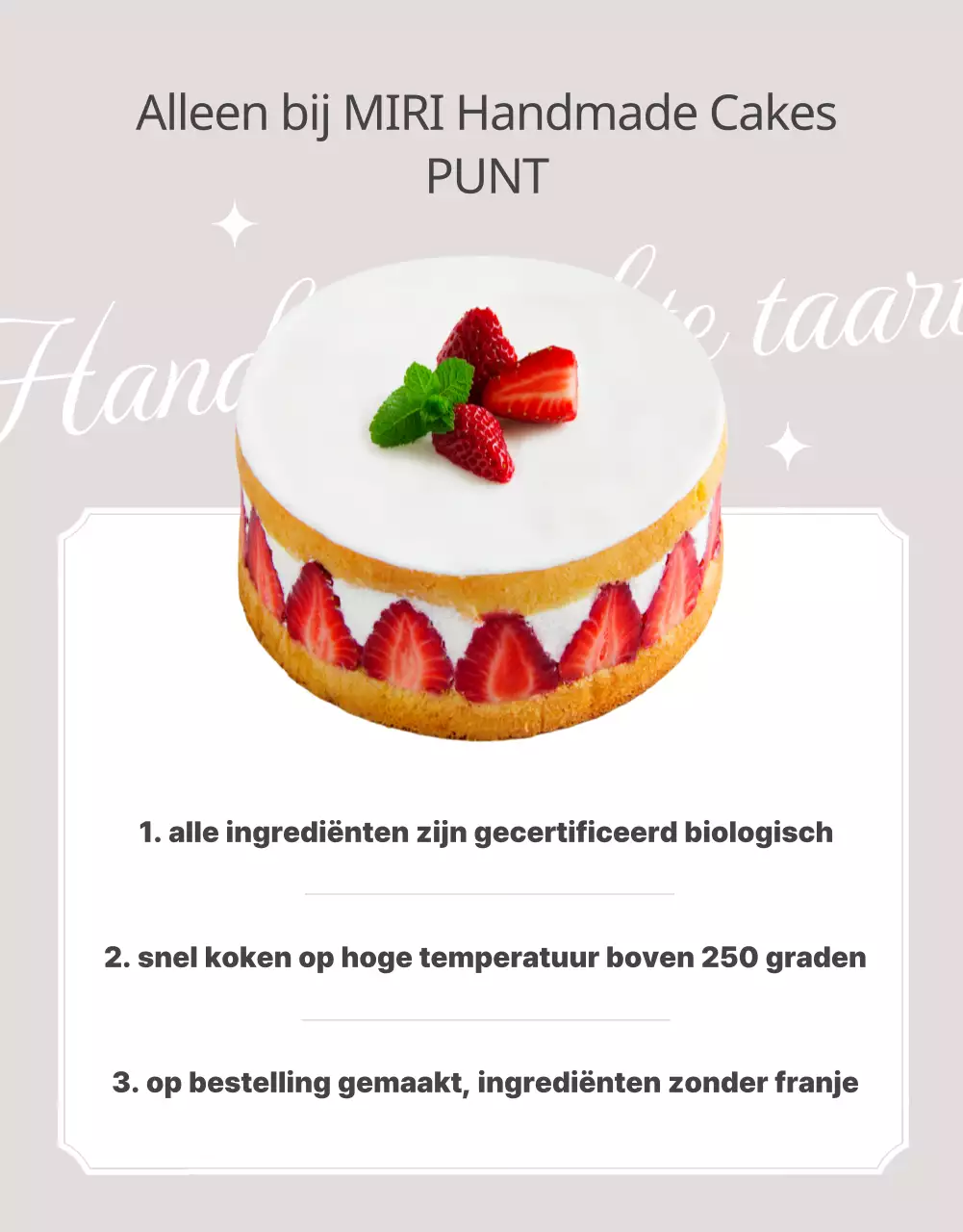 Promoot een klassieke bakkerijtaart in beige