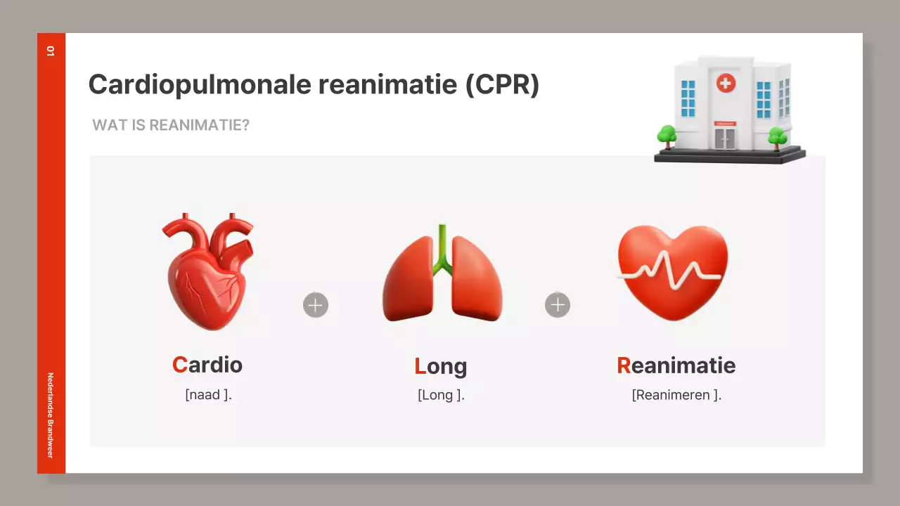 Eenvoudig rood en bruin reanimatiemateriaal