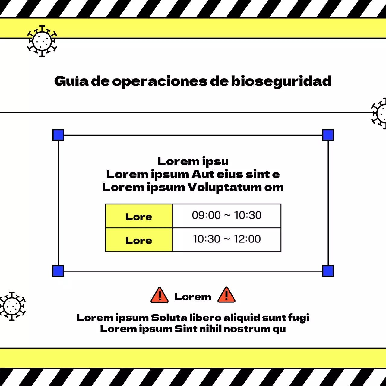 Simples anuncios de cuarentena amarillos y negros