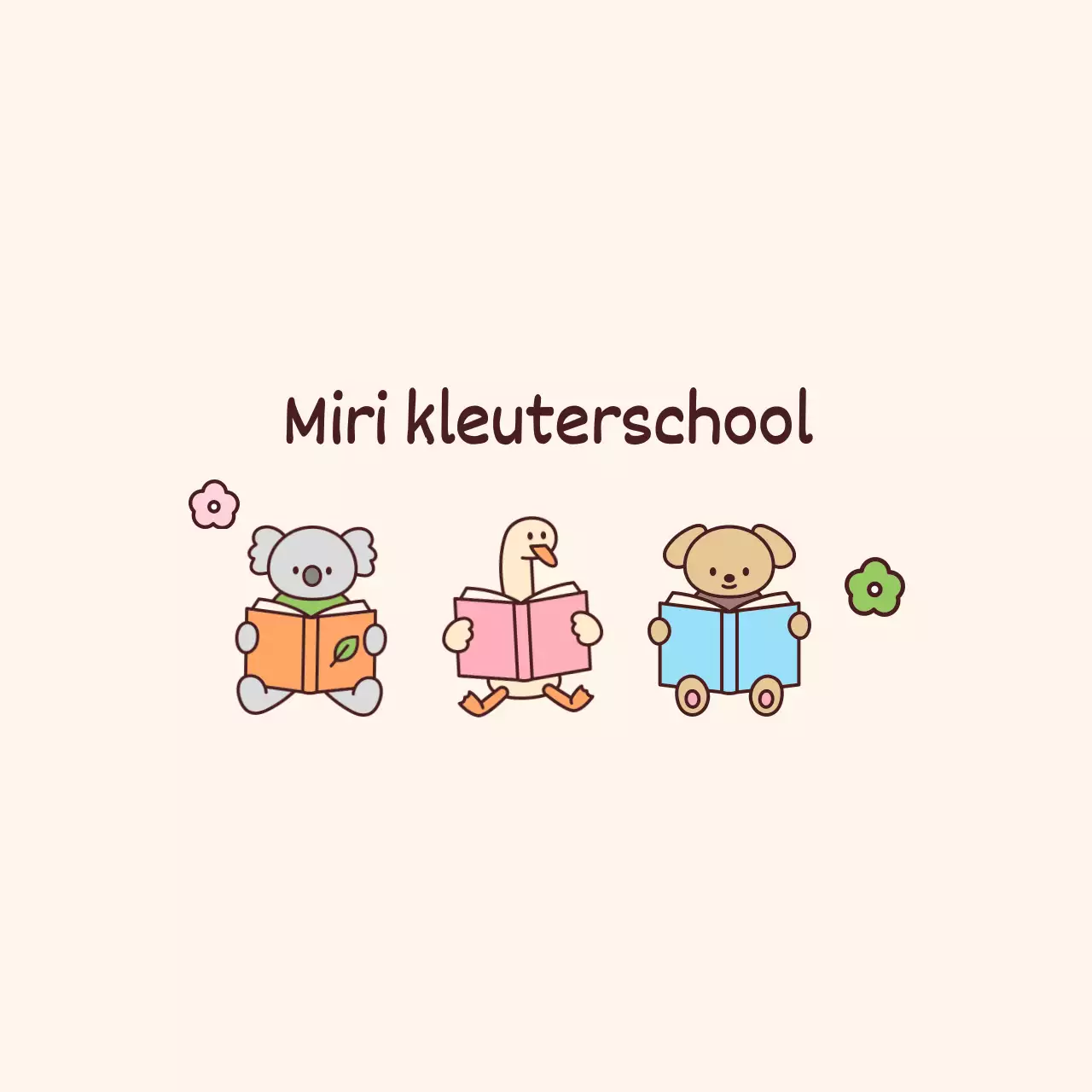 Peuterspeelzaal met schattige dierenillustraties die boeken vasthouden