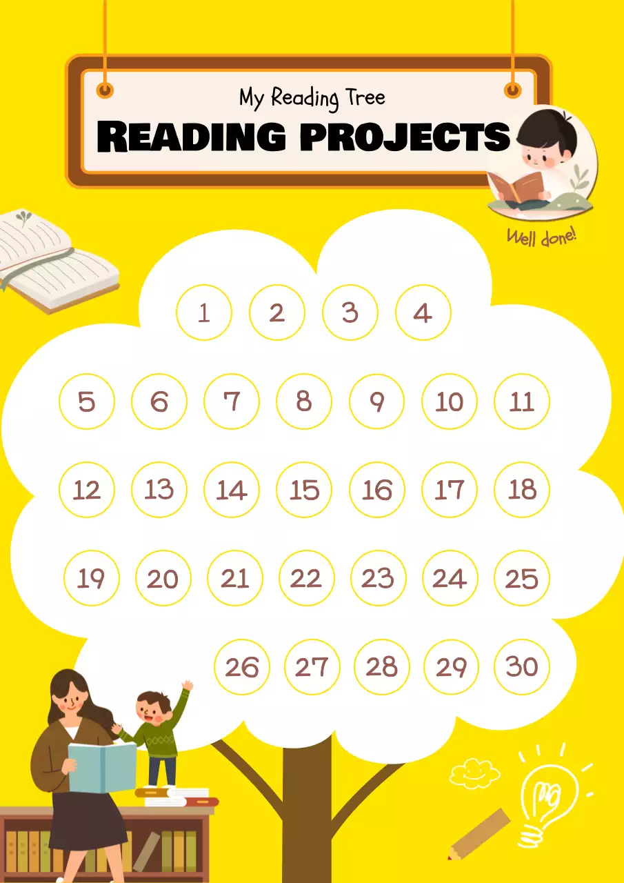 Yellow Simple Reading Planner Poster