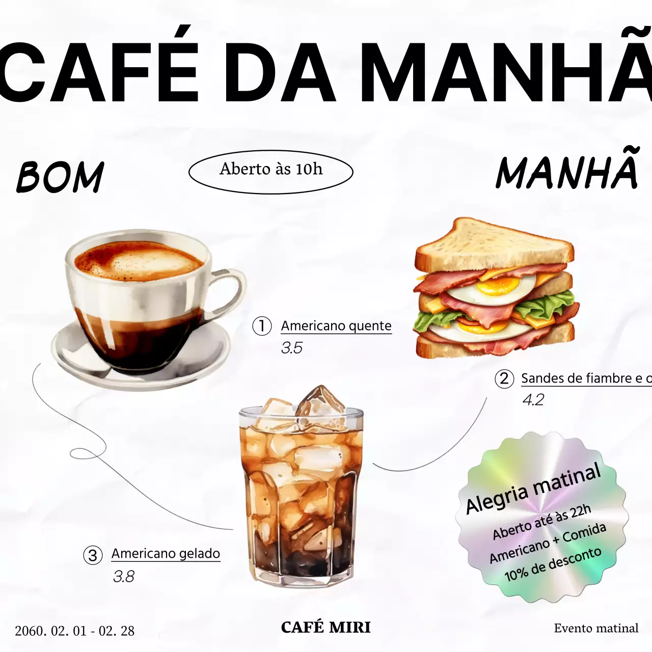 Promover um evento de café moderno a preto e branco