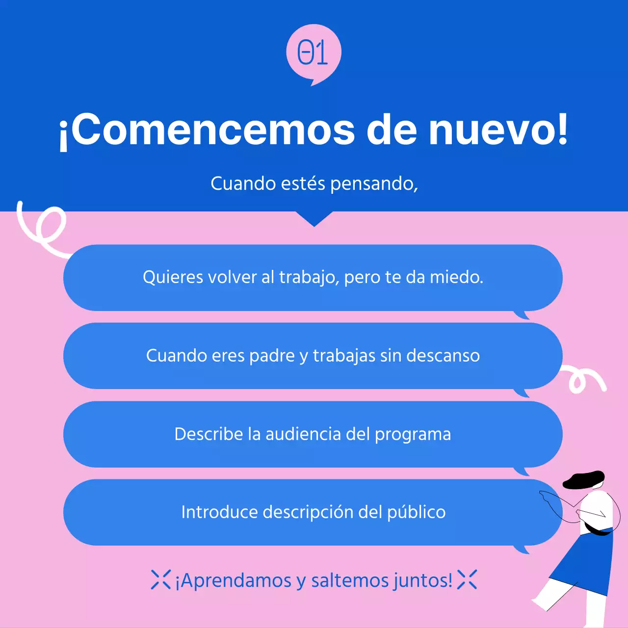 Promover el moderno programa azul y rosa Salto Profesional Femenino