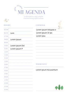 Plan de horario sencillo en malva y marfil