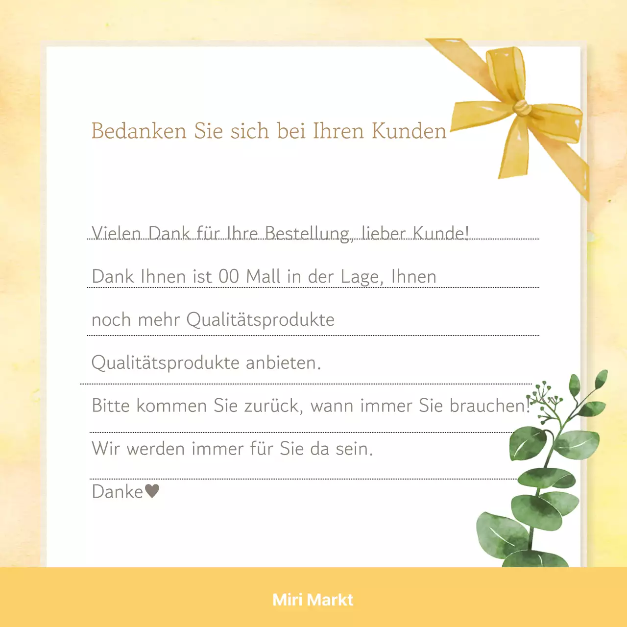 Ein süßer Dankesbrief mit rosa Hintergrund