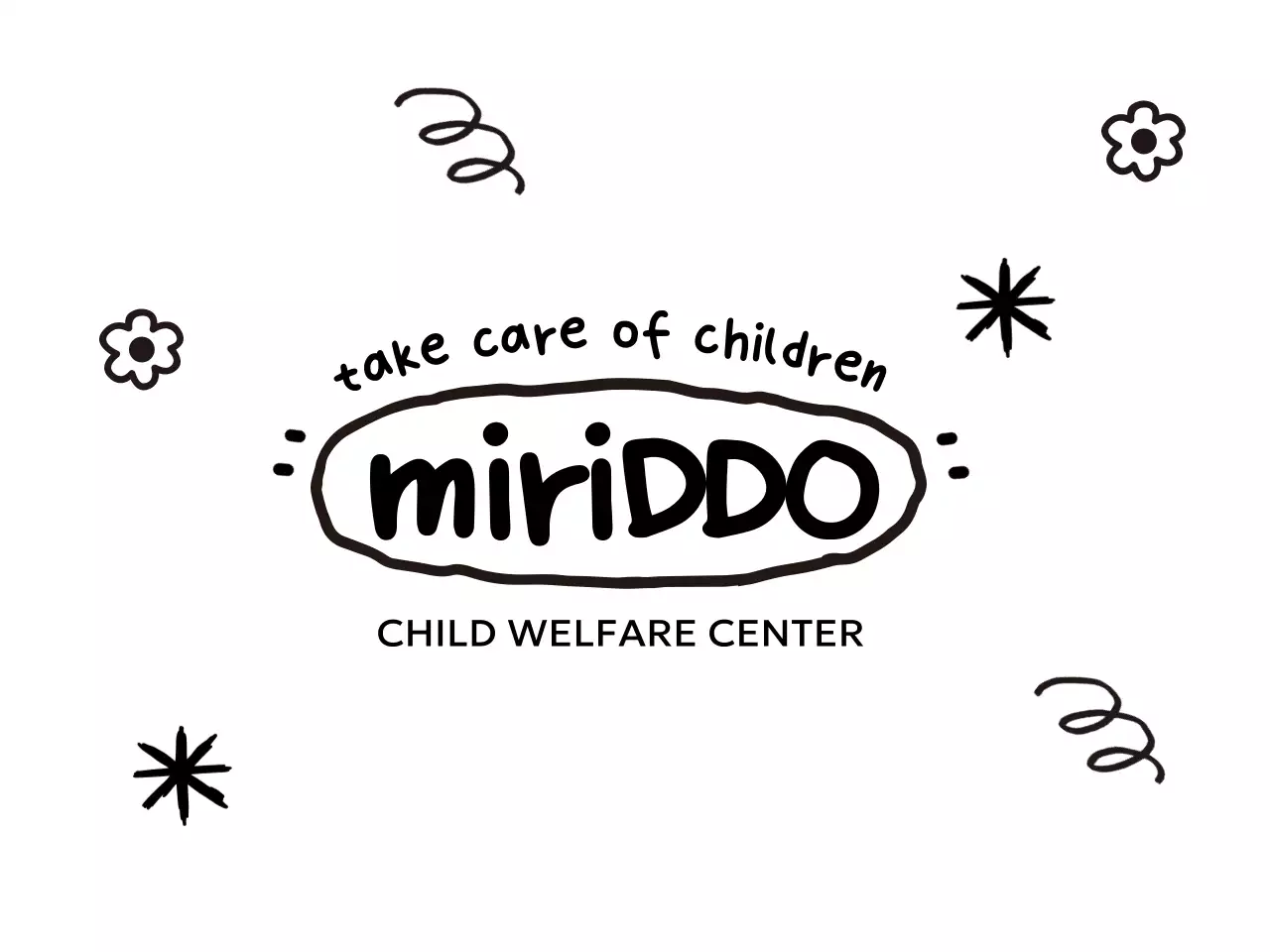 手描きの絵があるかわいいコンセプトの児童福祉センター。