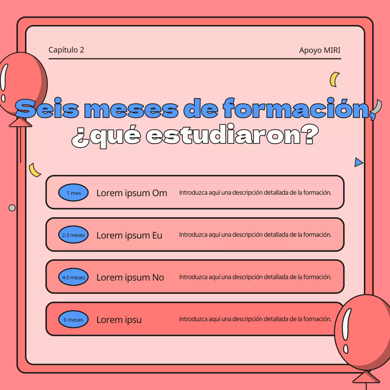 Celebración de la finalización del programa en rojo y azul