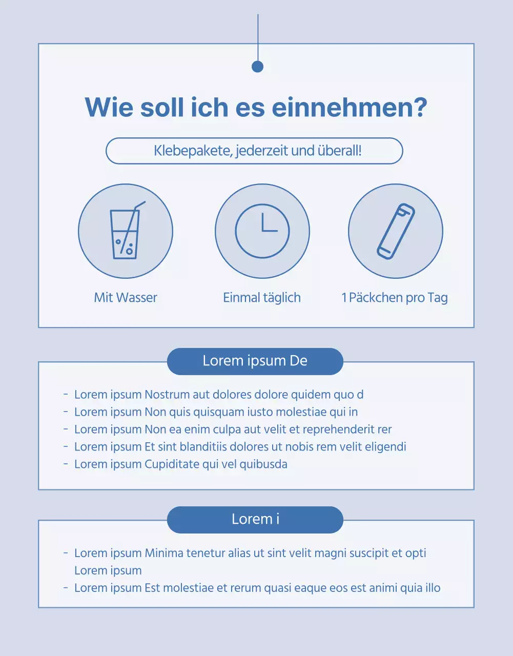 Einfacher Lactobacillus-Produktbrief in marineblau und hellblau