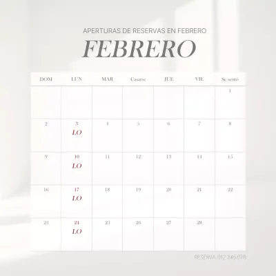 Un sencillo anuncio promocional de un calendario de reservas beige