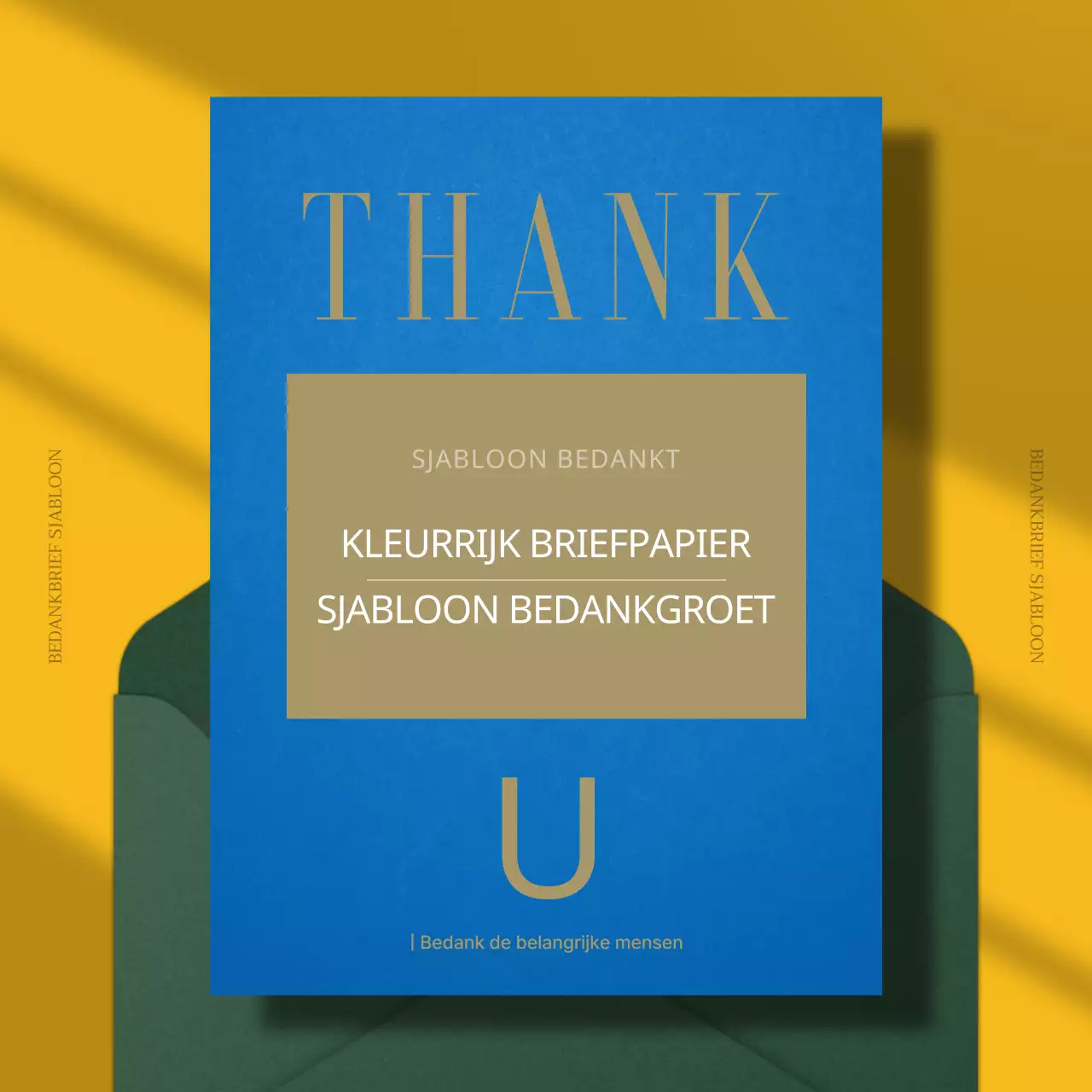 Modern bedankbriefpapier in blauw en geel