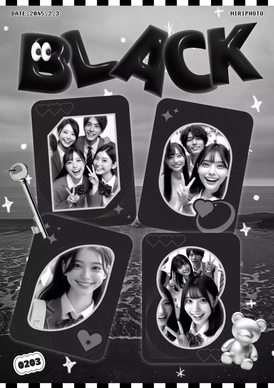 黒 ポップ 学生 ポスター