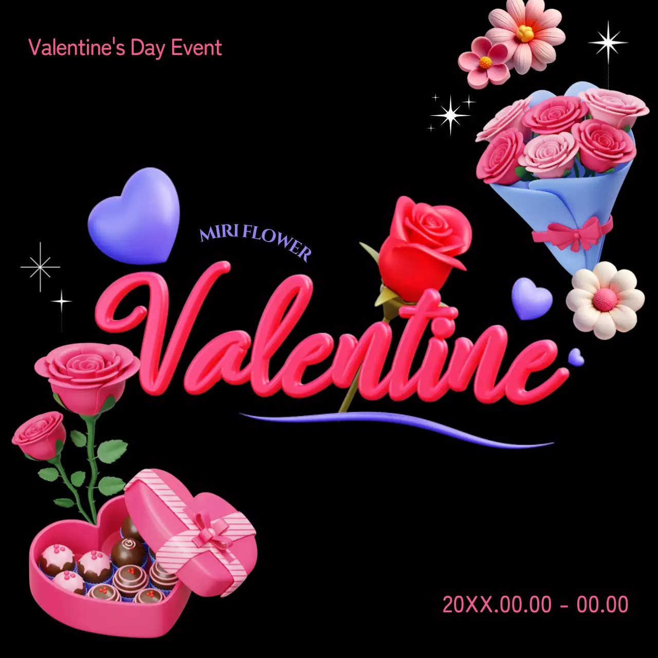 Black Trendy Valentine Promotion Instagram Post