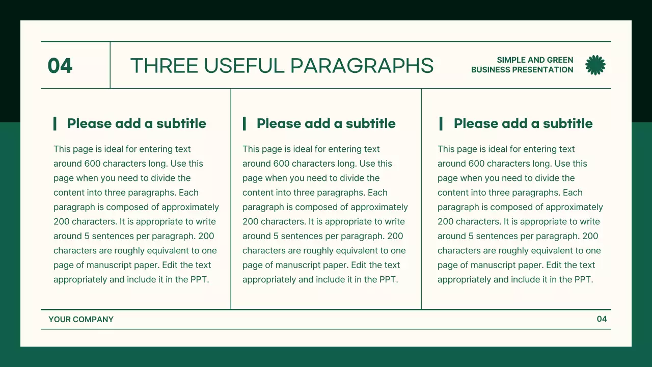 그린 미니멀 비즈니스 프레젠테이션