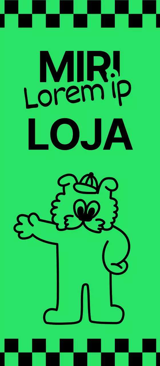 Uma loja de roupa com tabuleiros de xadrez e personagens pop