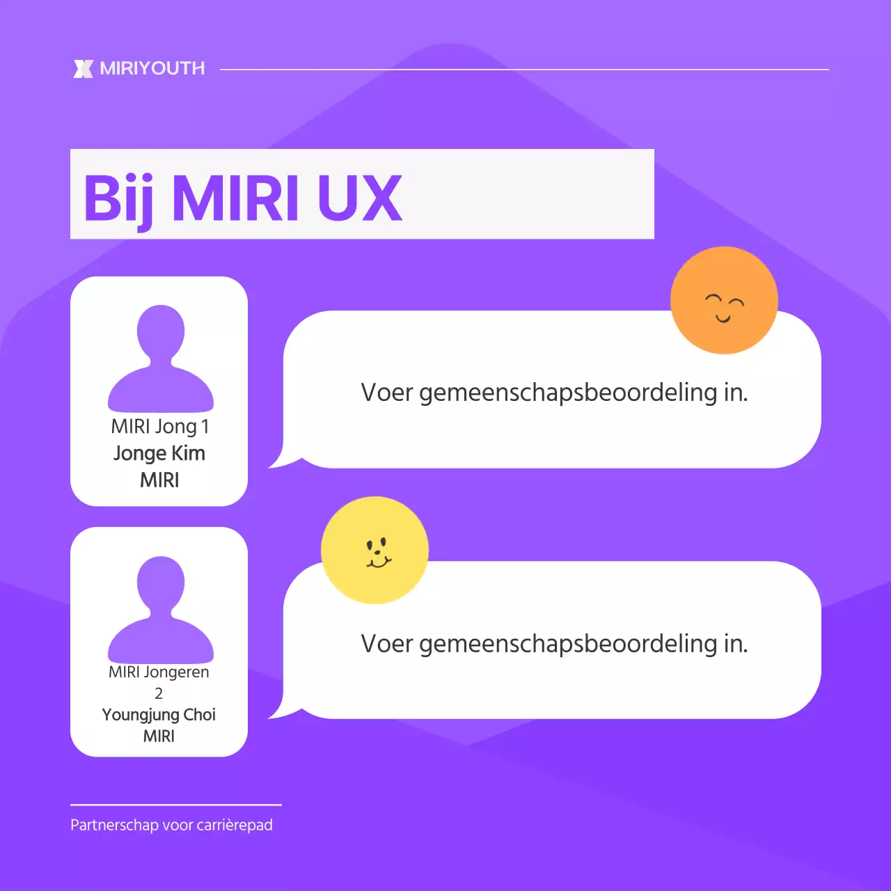 Een eenvoudig paars-wit wervingspraatje voor de gemeenschap