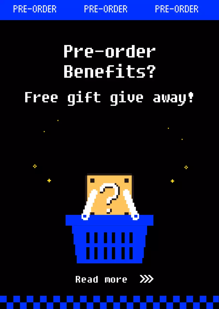 Trendy pre-order announcements in black and blue