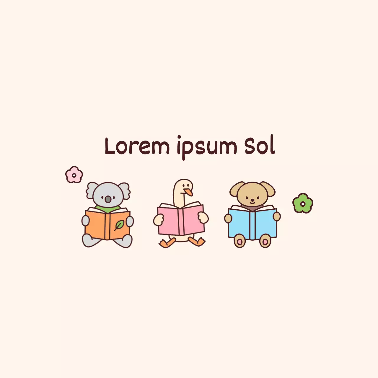 Pré-escolar com ilustrações de animais giros a segurar livros